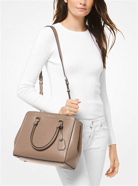 michael kors benning large leather satchel review|Michael Kors Benning Large Leather Satchel .